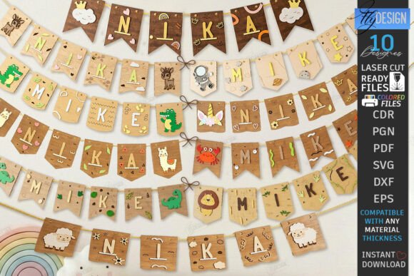 Baby Name Banner Laser Cut Bundle for Nursery Decor