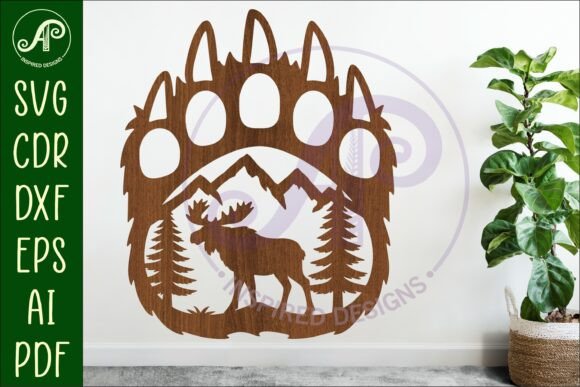 Bear Paw Print with Moose Wall Sign