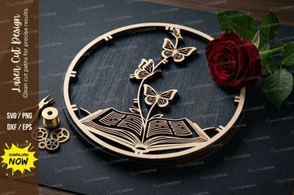 Book Flower Frame Laser Cut Svg Cutting