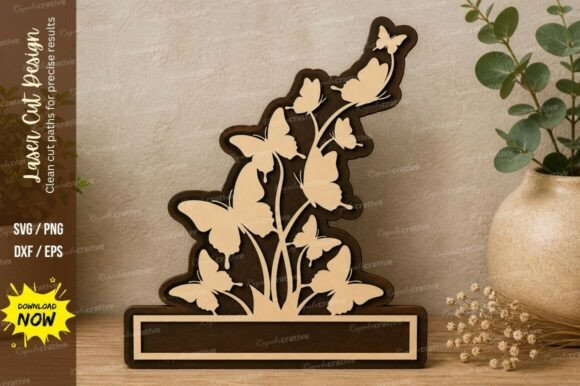 Butterfly Branch Name Frame Laser Cut Sv: Elegant Design