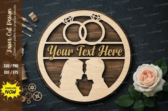 Couple Ring Frame Laser Cut Svg: Elegant Design Files