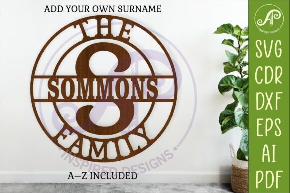 Create Your Custom Family Name Sign with Monogram Letter A-Z