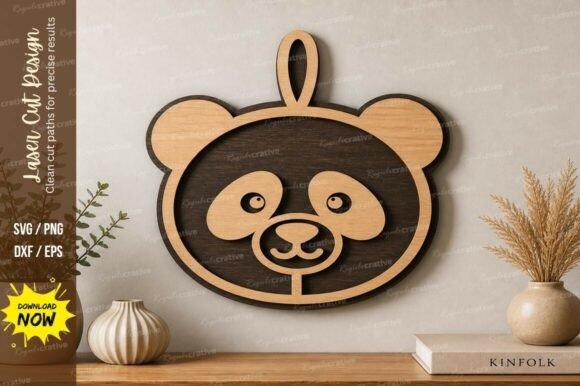 Cute Panda Ornament Laser Cut SVG: A Creative Design Asset
