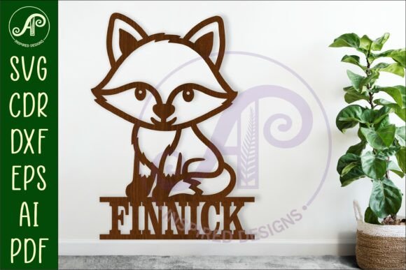 Cute Woodland Fox Name Sign Svg Laser