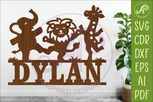 Dancing Safari Animals Name Sign SVG for Creative Projects