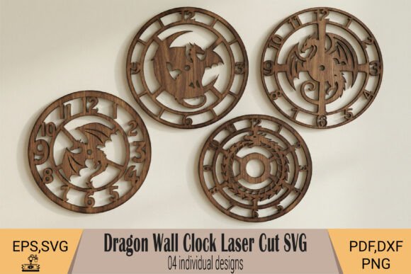 Dragon Wall Clock Laser Cut SVG
