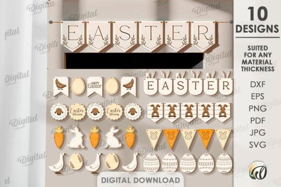 Easter Banners Bundle Laser Cut