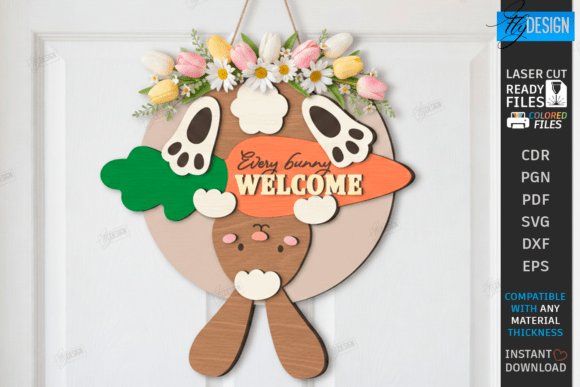 Easter Round Sign Laser Cut Wall Decor
