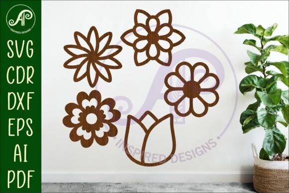 Flower Silhouette Cut out Designs 6: Versatile SVG Set for Crafters