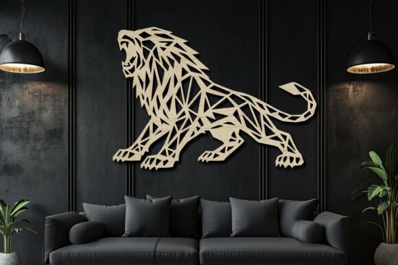 Geometric Lion Wall Art: Bold SVG Design for Modern Decor