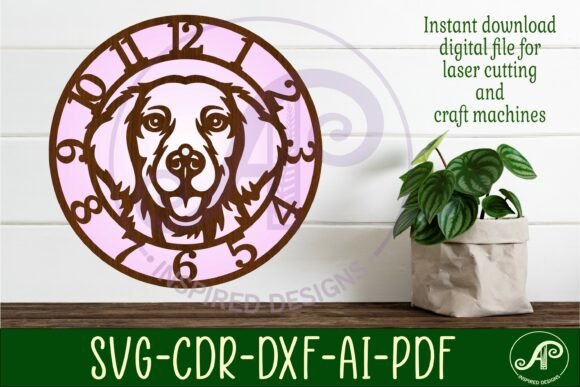 Golden Retriever Dog Clock Wall Clock: A Charming Laser Cut Design