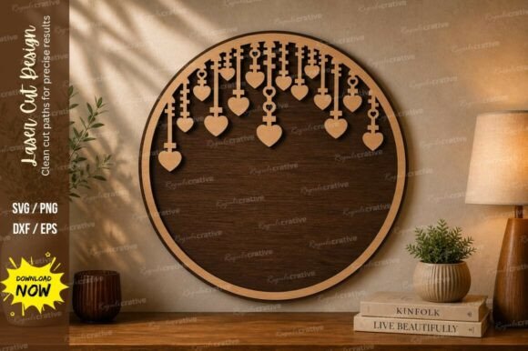 Hanging Heart Frame Laser Cut Svg: Creative Design File