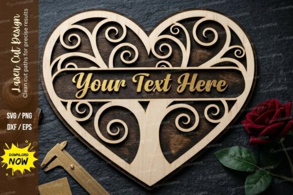 Heart Tree Frame Laser Cut Svg Cutting Design