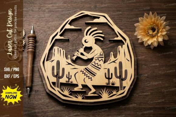 Kokopelli Desert Scene Laser Cut Svg