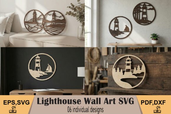 Lighthouse Coastal Wall Art SVG: Nautical Laser Cut Designs