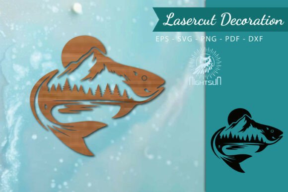 Mountain Fish Lasercut Wall Decor SVG 5