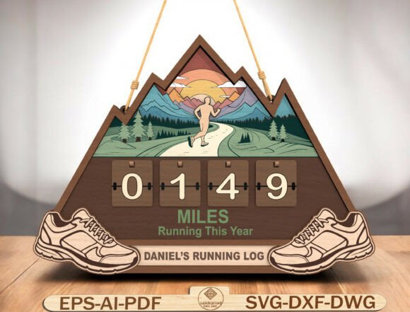 Personalized Running Miles Tracker SVG