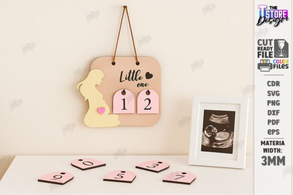 Pregnancy Baby Weeks Countdown Laser Cut Design