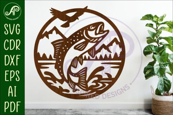 Rainbow Trout Fish Wall Sign SVG for Laser Cut Crafts