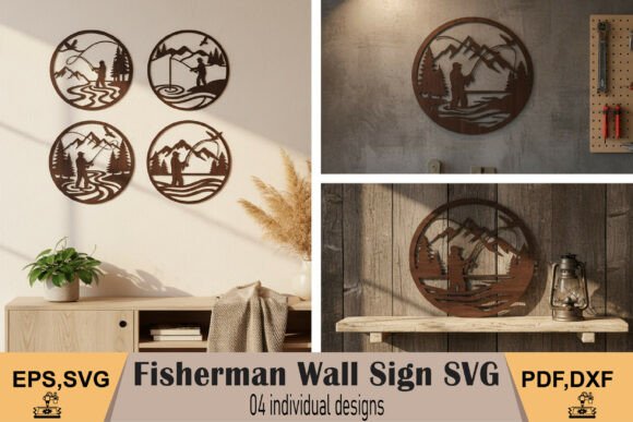Rustic Charm: Fisherman Wall Sign SVG Set