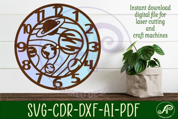Solar System Clock SVG Space Wall Clock