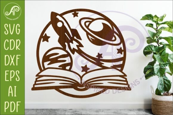 Space Book Wall Art SVG Laser Cut File