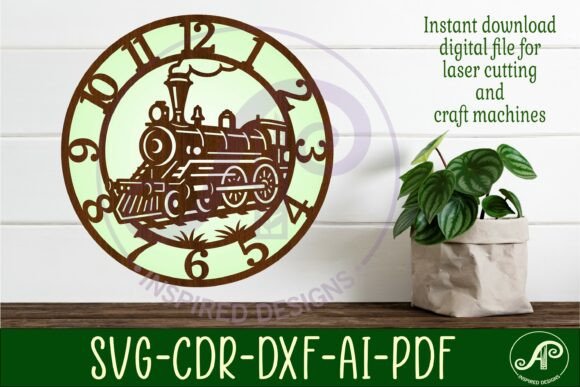 Steam Train Clocks Wall Clock Laser Cut Design