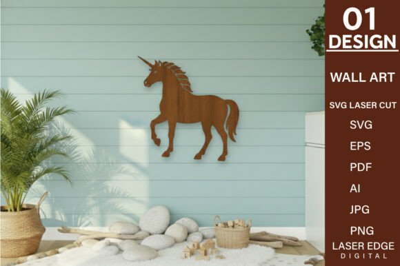 Unicorn Laser Cut SVG Design Wall Decor Magic